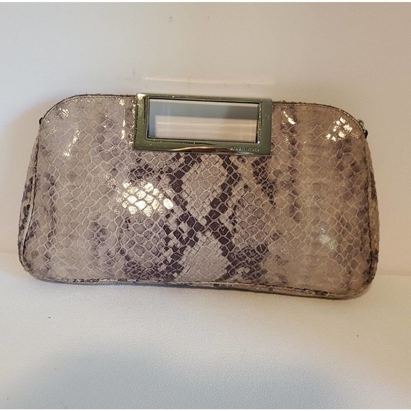 MICHAEL KORS LEATHER BAG EMBOSSED PYTHON SNAKE SHOULDER STRAP PURSE OR CLUTCH - Picture 7 of 9